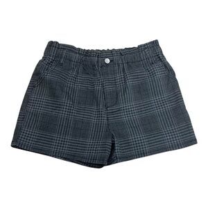 Love, Fire Gray Plaid High Waist Paperbag Shorts Kids XL